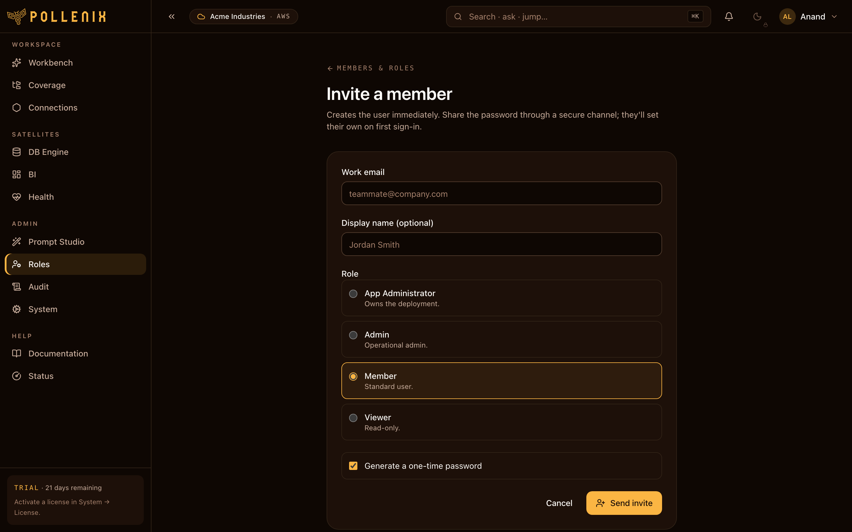 Invites — overview of the page.