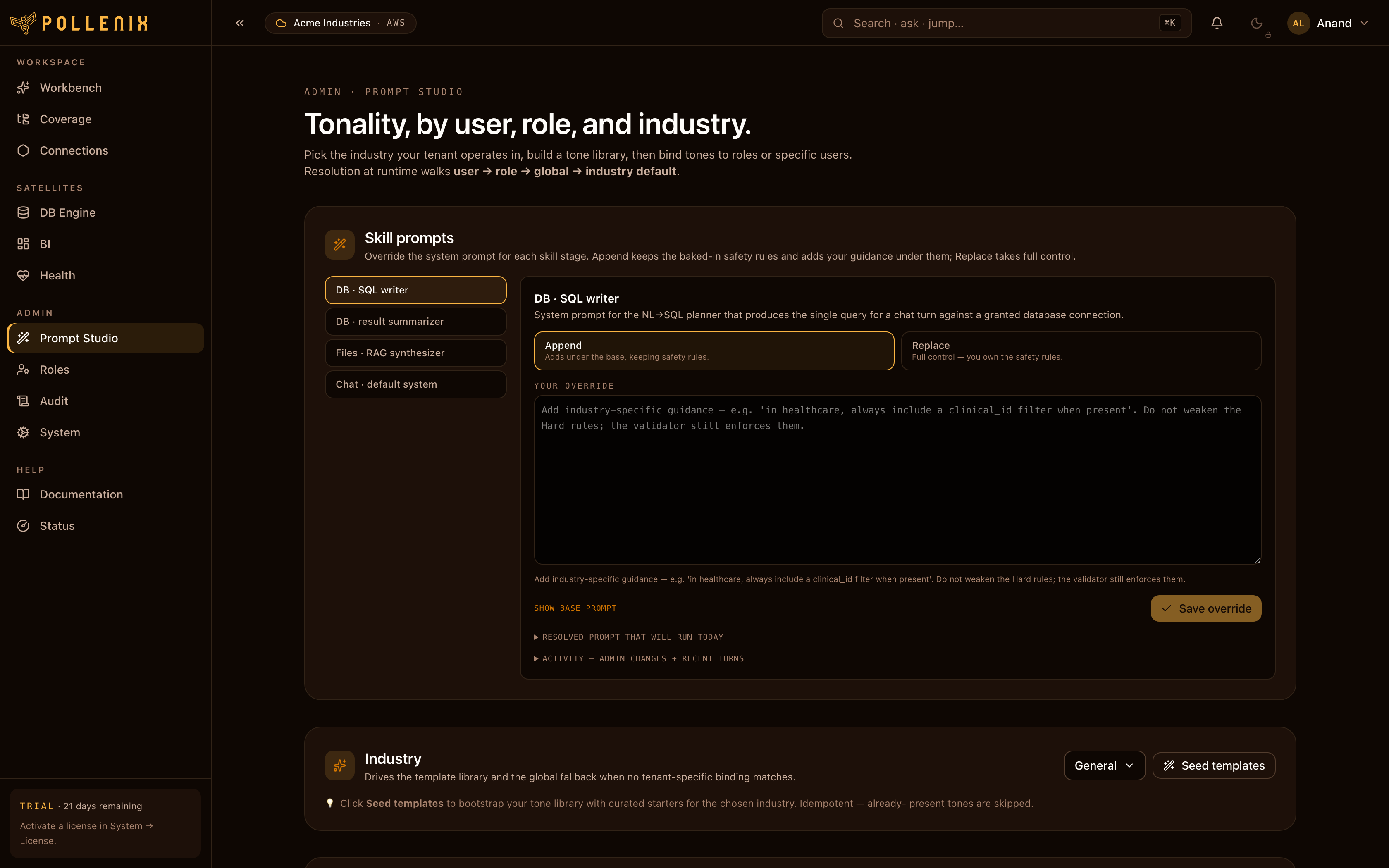 Skill prompts — overview of the page.
