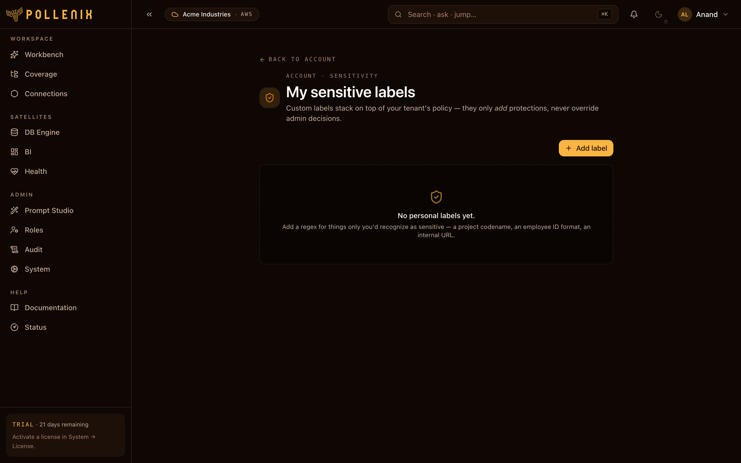 Your sensitivity profile — overview of the page.