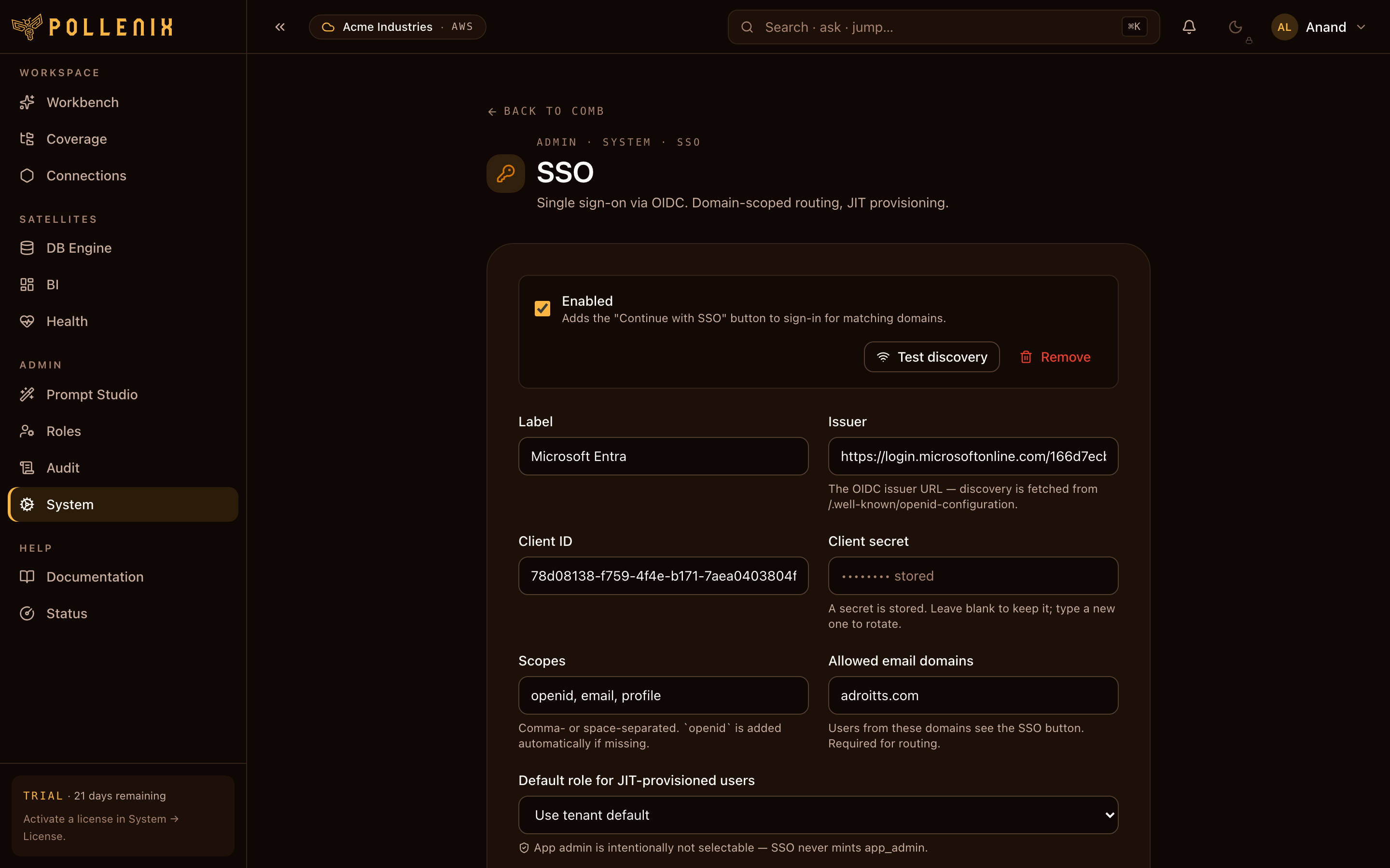 SSO — overview of the page.