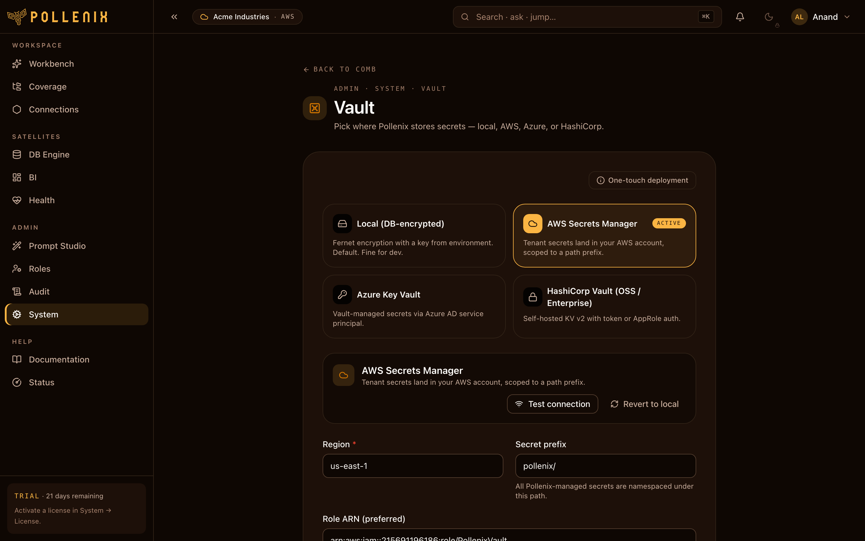 Vault — overview of the page.